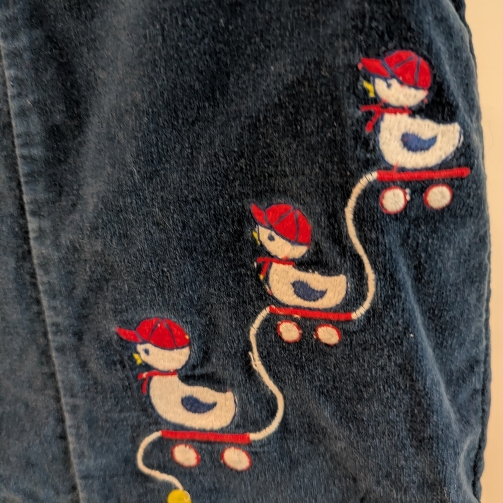 Navy Blue Baby Romper with Snowman Embroidery - Picture 2 of 4